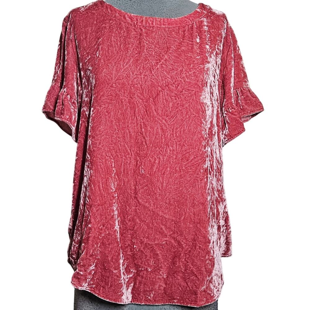 Loft Velvet Short Sleeve Blouse Size Small